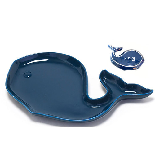 고래 도자기 원형 나눔 접시 반찬 그릇 용기 (랜덤발송)