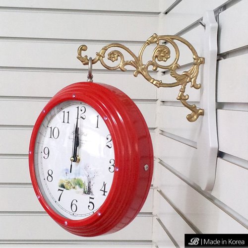 레드 꽃나무 무소음 벽걸이 시계 거실 양면 벽시계 (GB2289) 집들이 선물 인테리어