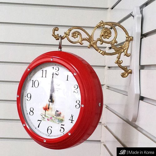 레드 하우스 무소음 벽걸이 시계 거실 양면 벽시계 (GB2285) 집들이 선물 인테리어