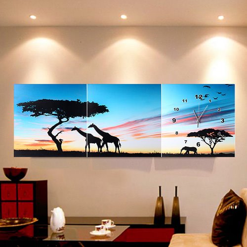 아프리카 자연 병풍 거실 특이한 독특한 벽시계 (120cm*40cm) 집들이 선물 인테리어