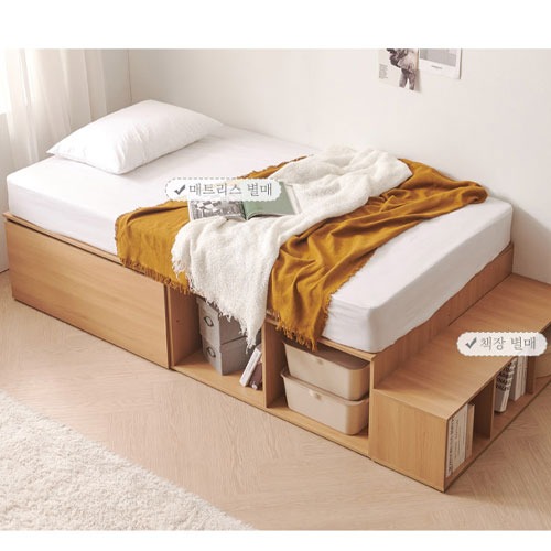 무헤드 빅서랍 수납 높은침대 작은방 학생 침대 프레임 싱글 (콤비형)